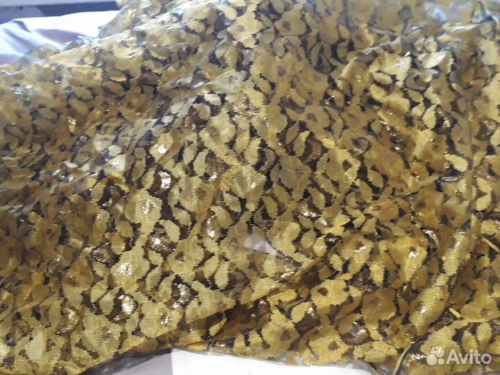 Ткань с серебристой вышивкой тюль/органза 1979