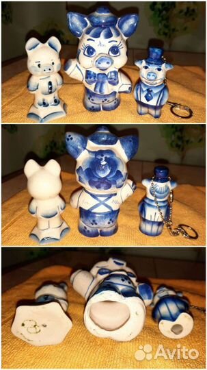 Гжель животные Собака Поросёнок Слон Тигр