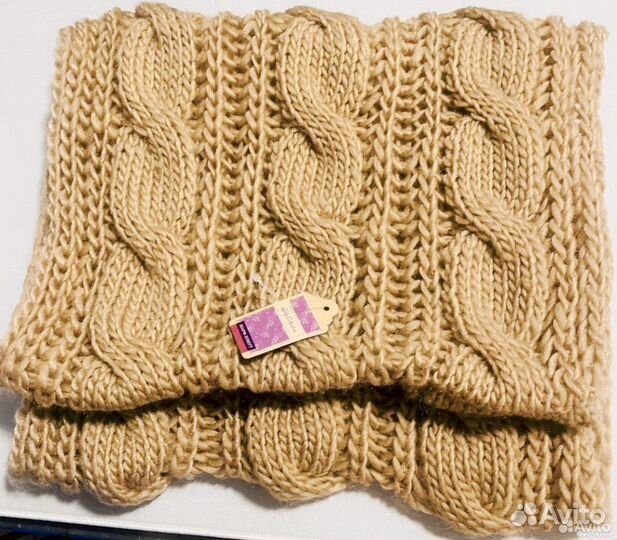 Шарф снут вязаный новый рыже коричневый