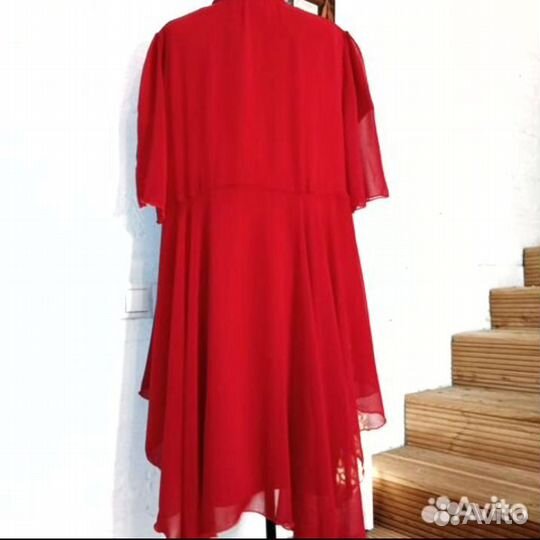 Эффектное красное платье большой размер 54-56