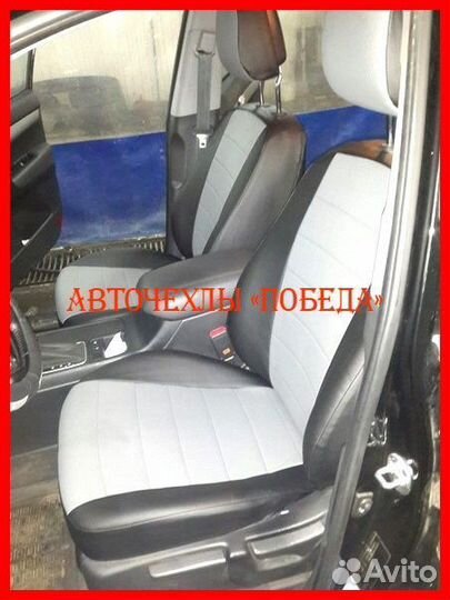 Чехлы Kia Sorento 2 из экокожи чёрно-серые Классик