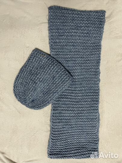 Зимняя шапка и снуд женские варежки теплые