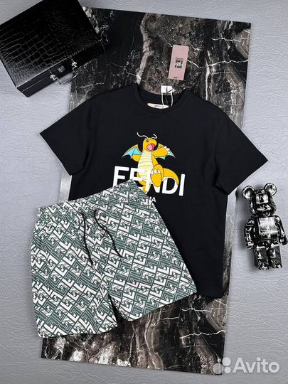 Fendi set шорты и футболка
