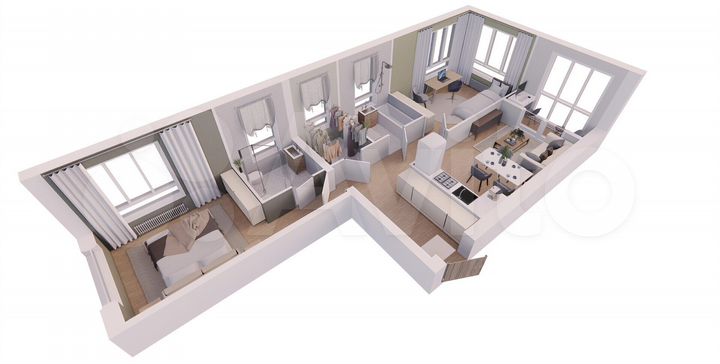 2-к. квартира, 64,7 м², 6/9 эт.