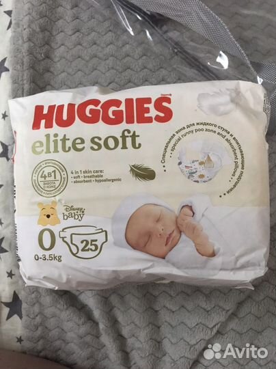 Подгузники Huggies elite soft 0