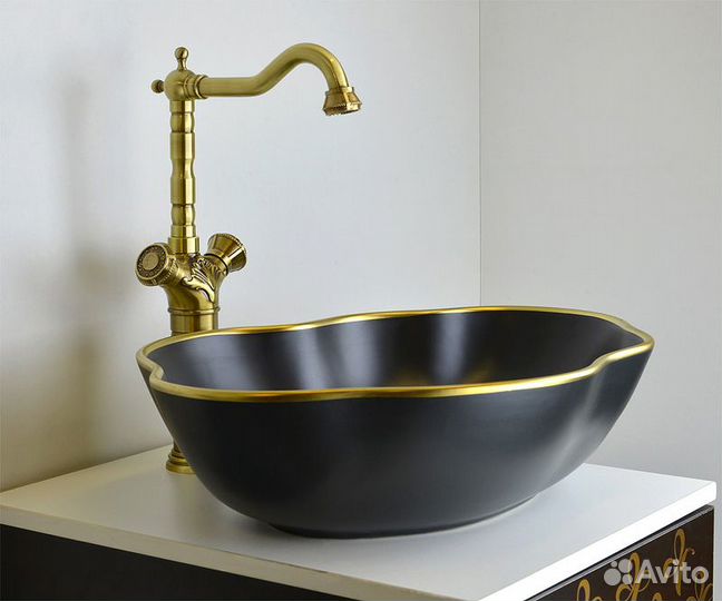 Раковина-чаша Bronze de Luxe 50 1395 Черная с зол