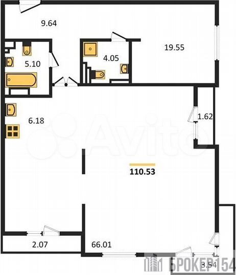 4-к. квартира, 110,5 м², 13/25 эт.