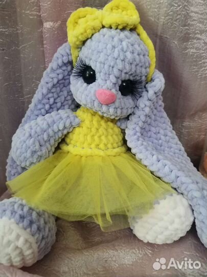 Вязанная игрушка зайка кролик заяц вязанна