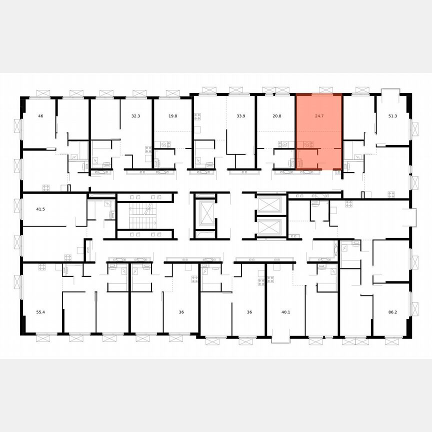 Квартира-студия, 24,7 м², 13/25 эт.