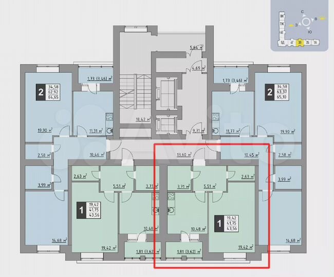 1-к. квартира, 43,6 м², 5/10 эт.