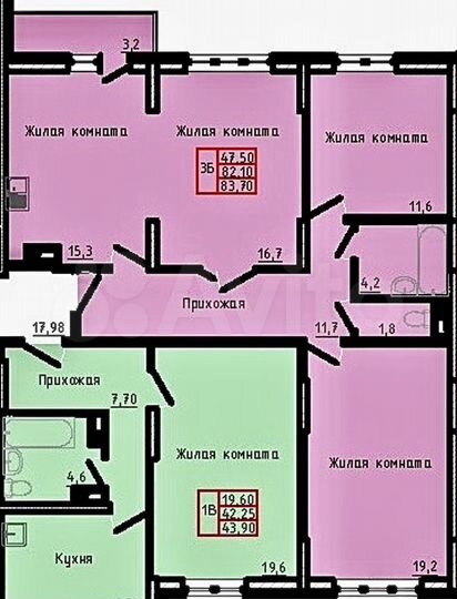 3-к. квартира, 83,7 м², 5/17 эт.