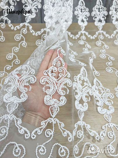 Тюль с объёмной вышивкой. Новый