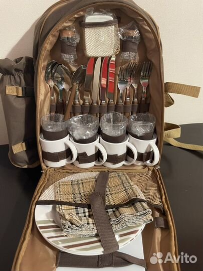 Набор для пикника в рюкзаке/посуда, плед