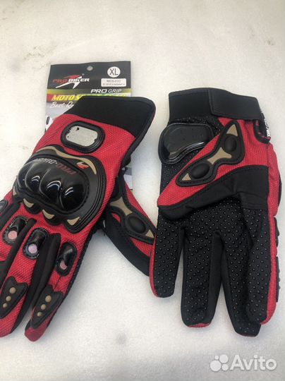 Мото перчатки размер XL красные
