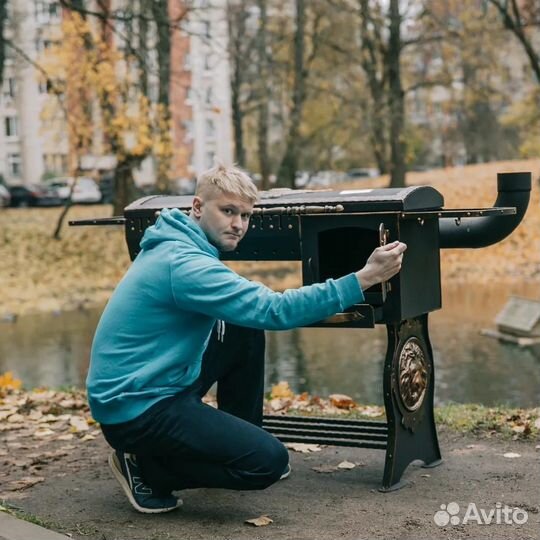 Мангал с печью под казан