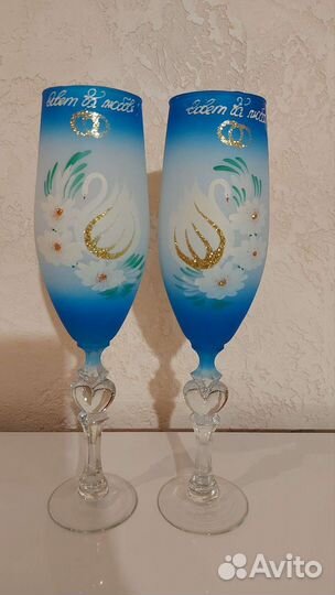Свадебные бокалы ручной работы