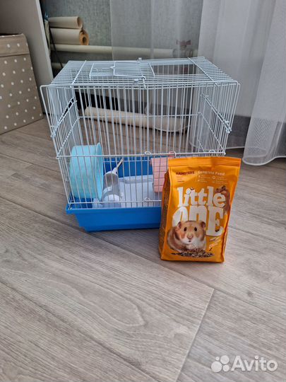 Клетка для джунгарского хомяка с домиком и кормом