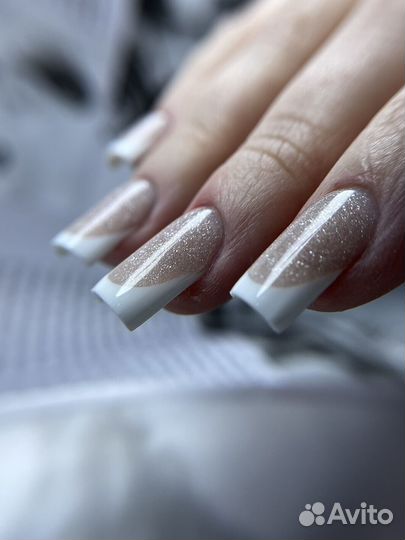 Наращивание ногтей маникюр выкладной френч