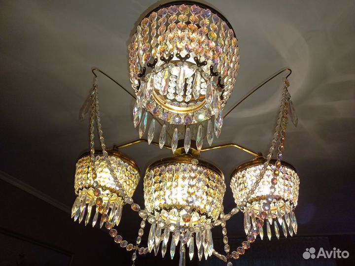 Большая хрустальная люстра Чехословакия