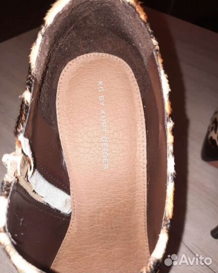 Ботильоны кожа мех Kurt Geiger на высоком каблуке