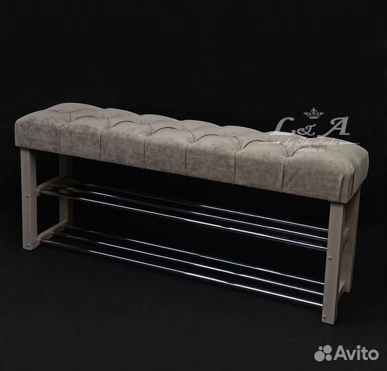 Банкетка - обувница в каретной стяжке, для обуви