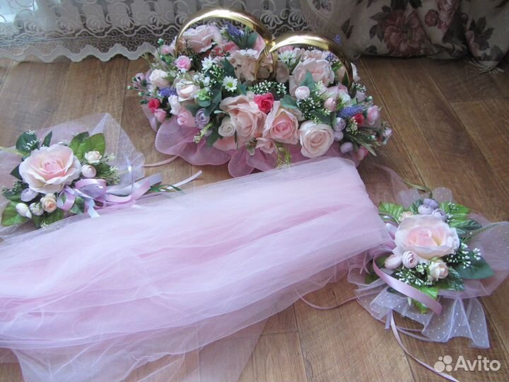 Свадебные украшения с кольцами для автомобиля