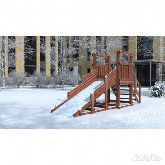 Зимняя деревянная горка CustWood Winter W1 (лестни