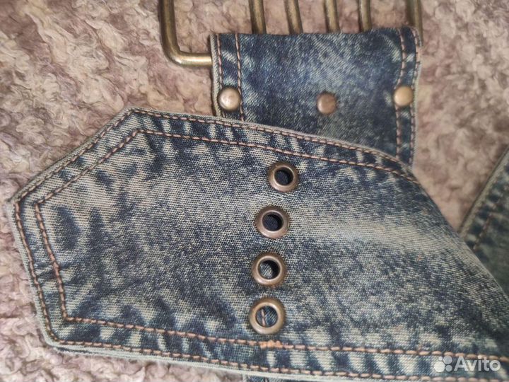 Ремень пояс 100х6,5 джинсовый