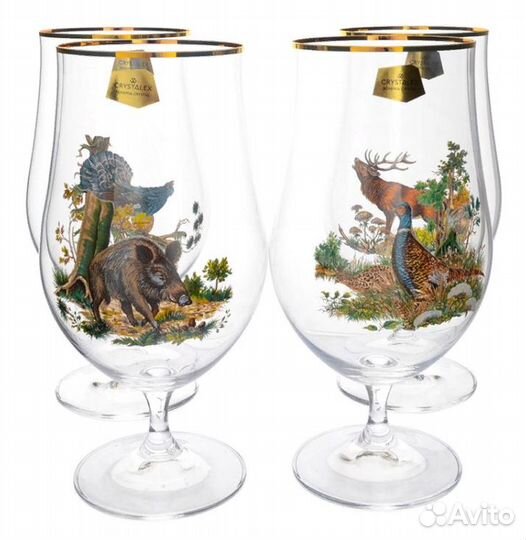 Набор для пива 4 шт. Охота Богемское стекло