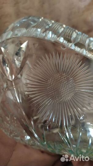 Хрустальная ваза ладья большая Гдр