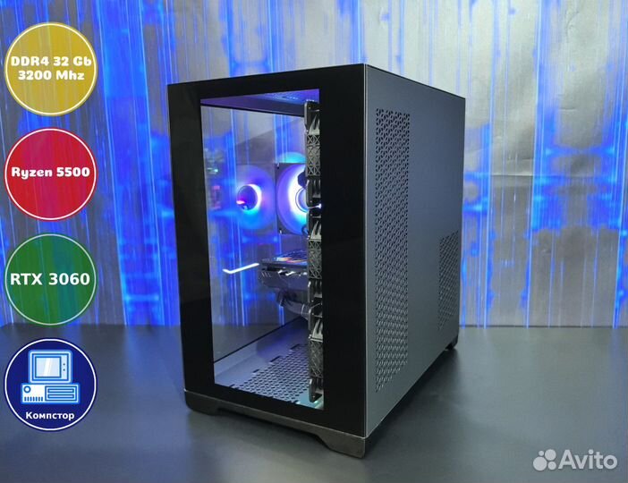 Мощный игровой пк AMD5500-RTX3050-32DDR4-AHO86-A520