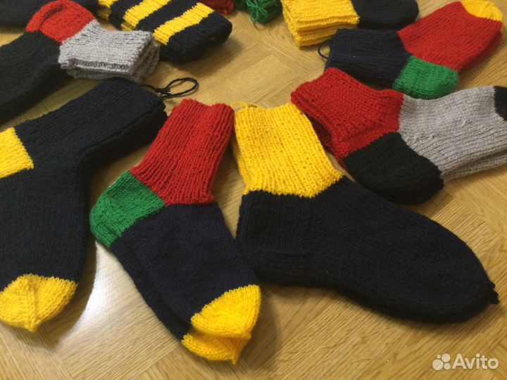 Шерстяные вязаные носки ручной работы