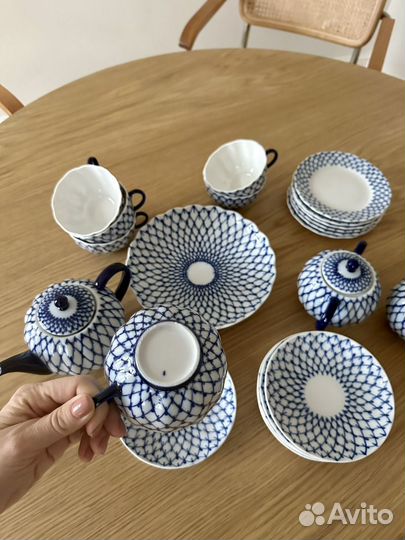 Чайный сервиз лфз кобальтовая сетка СССР винтаж