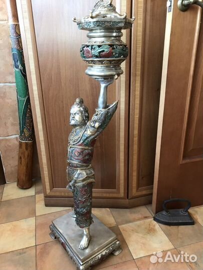 Очень редкая посеребренная фигура китайский воин