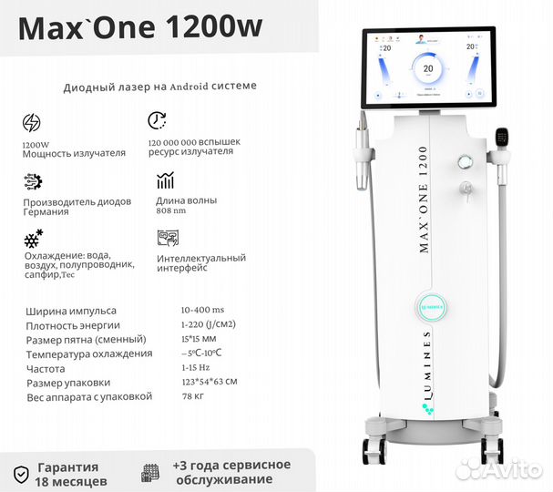 Диодный лазер Lumines Max'One 1200w в рассрочку