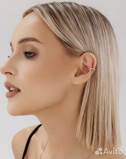 Серьги - каффы серебро 925