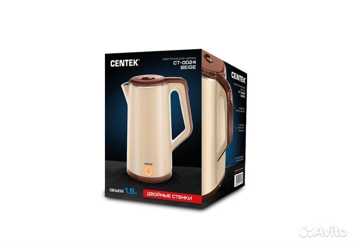 Чайник Centek CT-0024 металл, 1.5л, 1800Вт