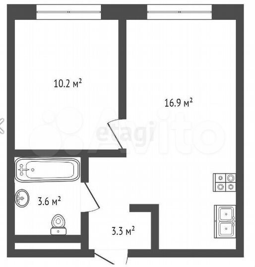 1-к. квартира, 34 м², 4/35 эт.