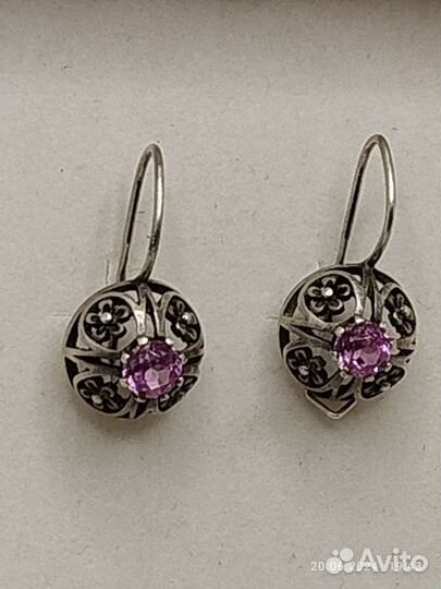 Серебро СССР 875 проба серьги, кольцо