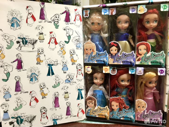 Куклы дисней аниматорс мини. Набор 6 шт. Новые