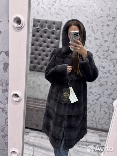 Новая норковая шуба графит рубашка 42-50