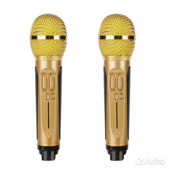 Семейная караоке система на два микрофона, золото