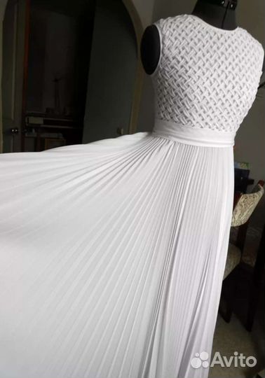 Ткань гофре шифон белый