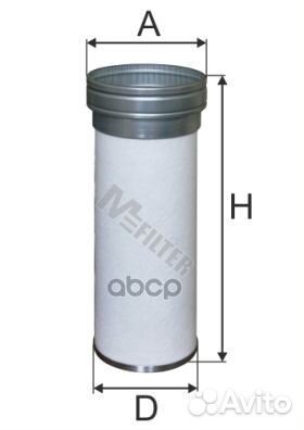 Фильтр воздушный вставка H443.5 D168 d150 volvo