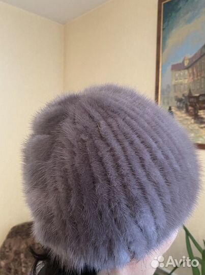 Шапка норковая вязаная