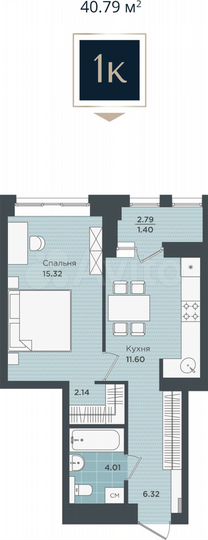 1-к. квартира, 40,8 м², 5/24 эт.