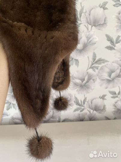 Норковая вязаная шапка женская