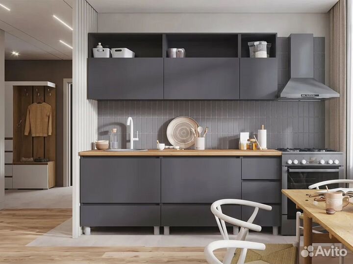 Кухонный гарнитур Хелен-2,0 м. серый графит