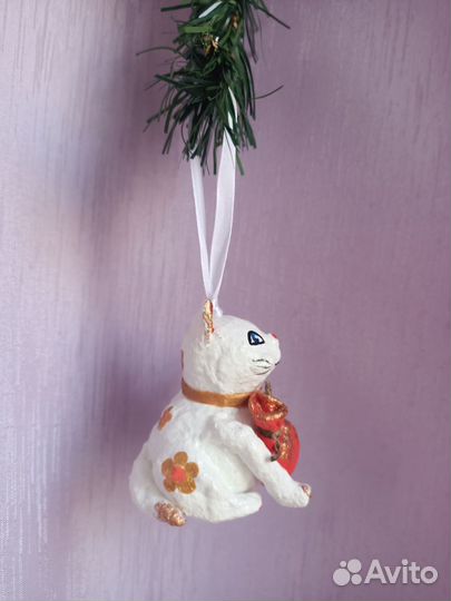 Манэки-нэко, денежный кот, ручная работа из ваты