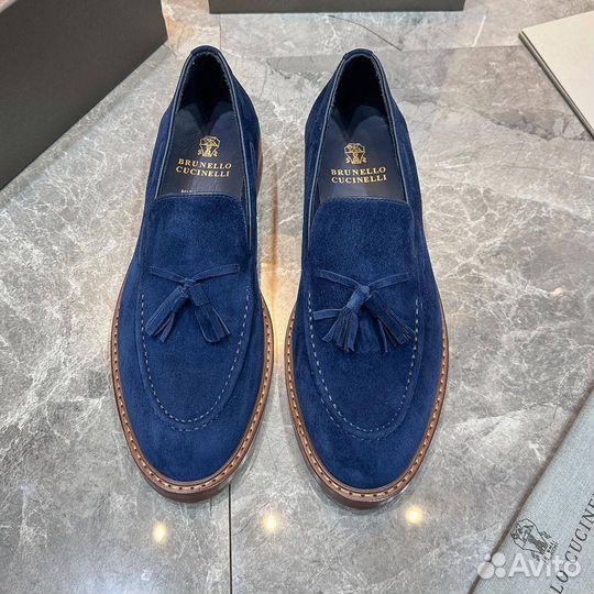 Brunello Cucinelli Tassel синие лоферы